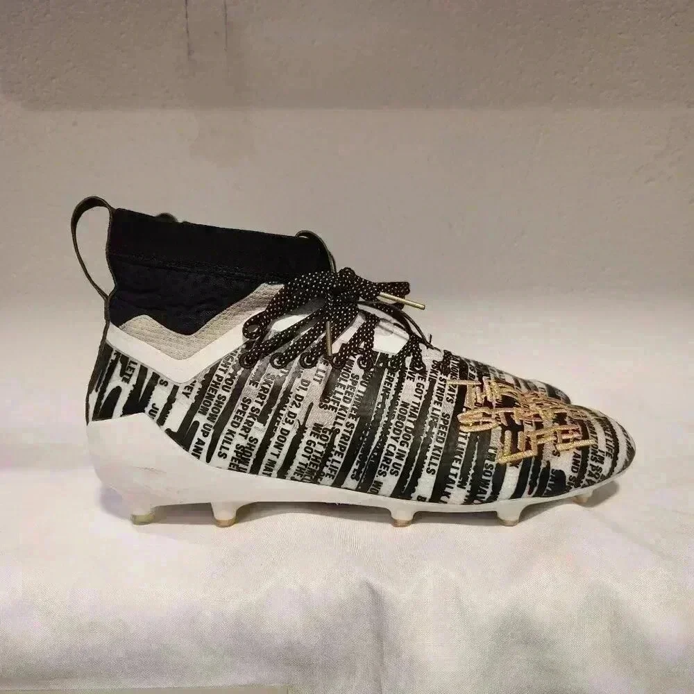 adidas Adizero‎ Football Cleats Men's 13 Black/White Gold Three Stripe Life